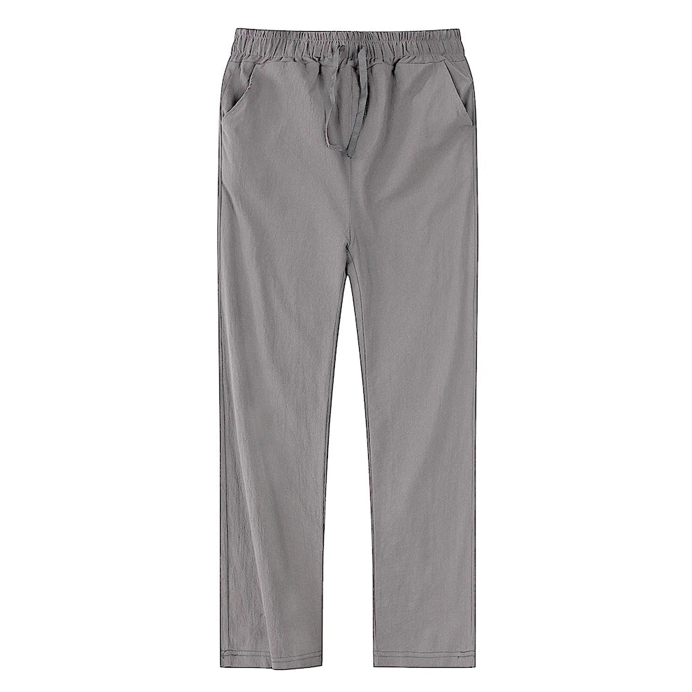 Men's linen and cotton trousers, breathable, ideal for fitness and streetwear.