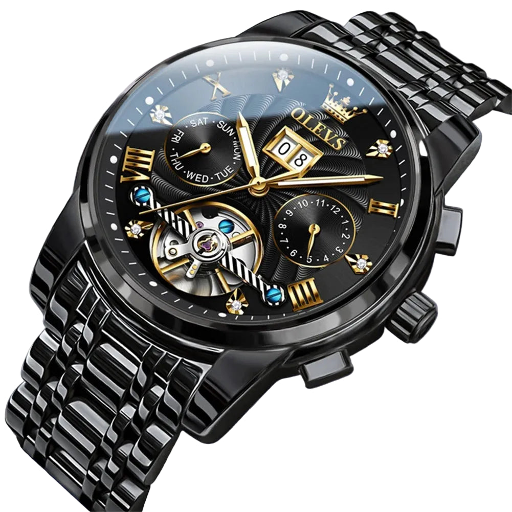 High-quality classic men's OLEVS Tourbillon watch.