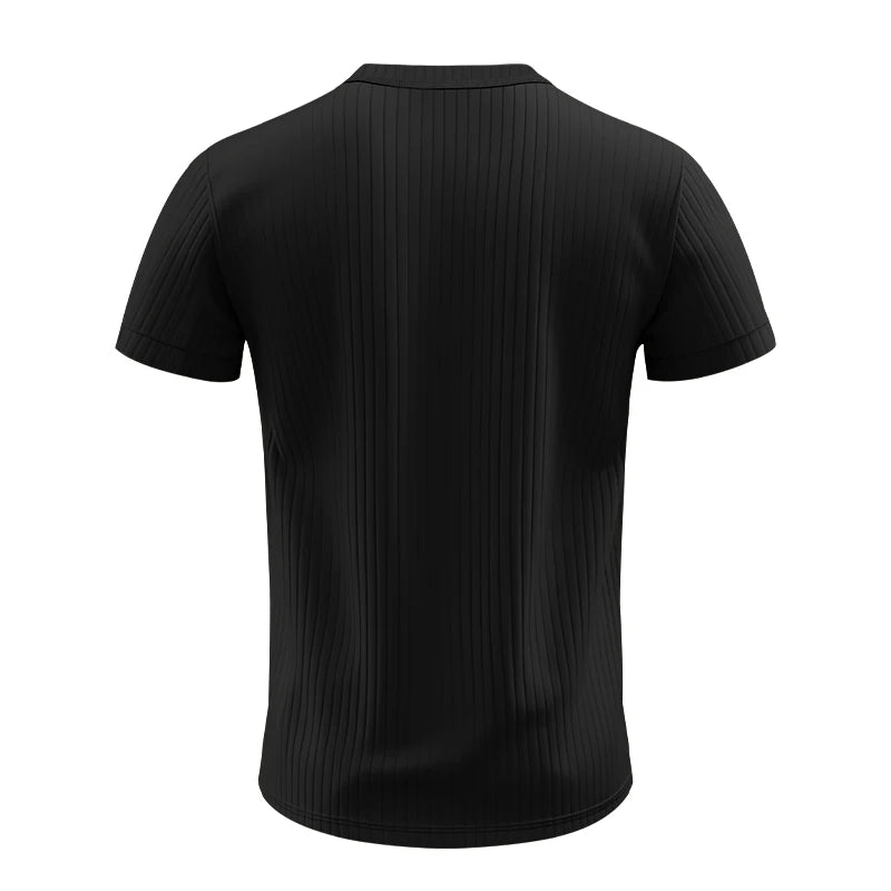 Comfortable men's striped knit t-shirt, perfect for leisure time.