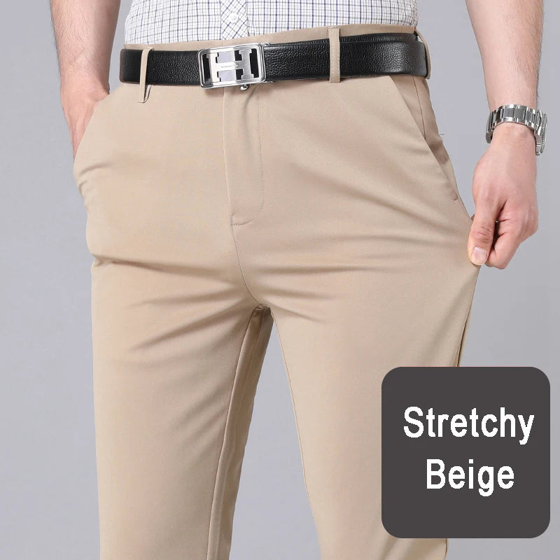 Men's black casual trousers, suitable for the office.