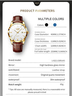 LIGE Fashion men's watch in brown leather, casual and waterproof.