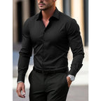 Men's long-sleeved shirt, high-quality stretch fabric.