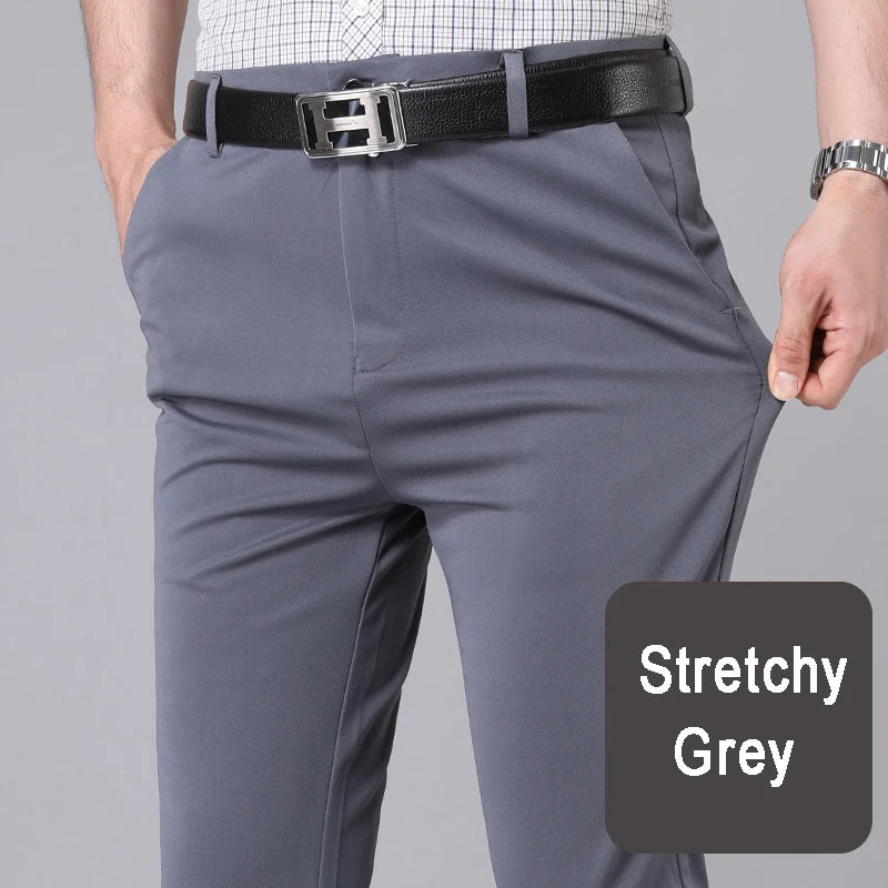 Men's black casual trousers, suitable for the office.